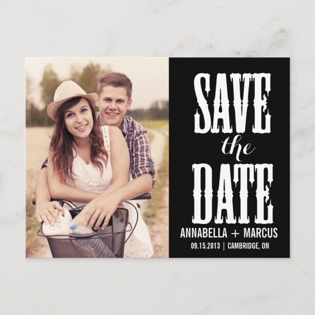 Western Black and White Save the Date Postcard (Front)