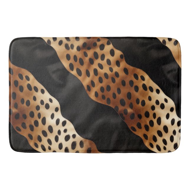 Western Black Brown Cream Cowhide  Bath Mat (Front)