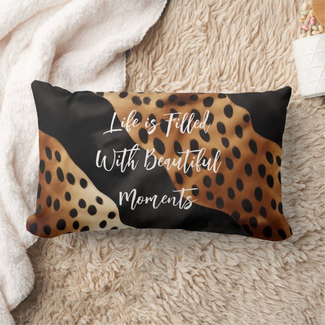 Western Black Brown Cream Cowhide  Lumbar Cushion (Blanket)