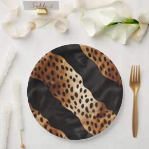 Western Black Brown Cream Cowhide  Paper Plate