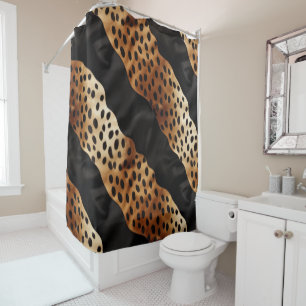 Western Black Brown Cream Cowhide  Shower Curtain