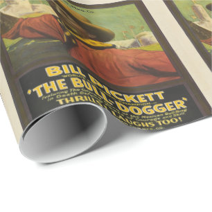 Western Black Cowboy Steer Dogger Gift Wrap