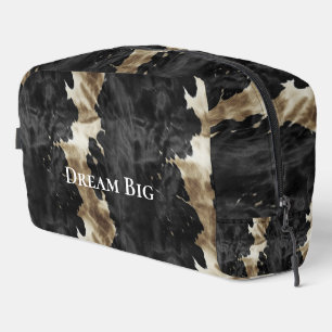 Western Black Cream Gold Cowgirl Cowhide Dopp Kit