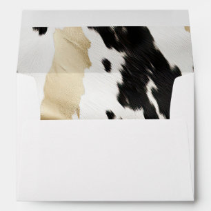 Western Black White Glam Gold Cowhide Envelope