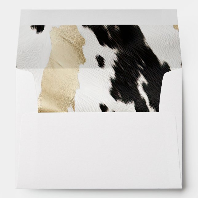 Western Black White Glam Gold Cowhide  Envelope (Back (Bottom))