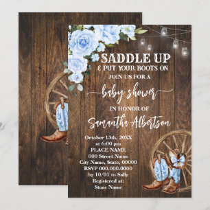 Western Blue Baby Shower Country Boots Invitation