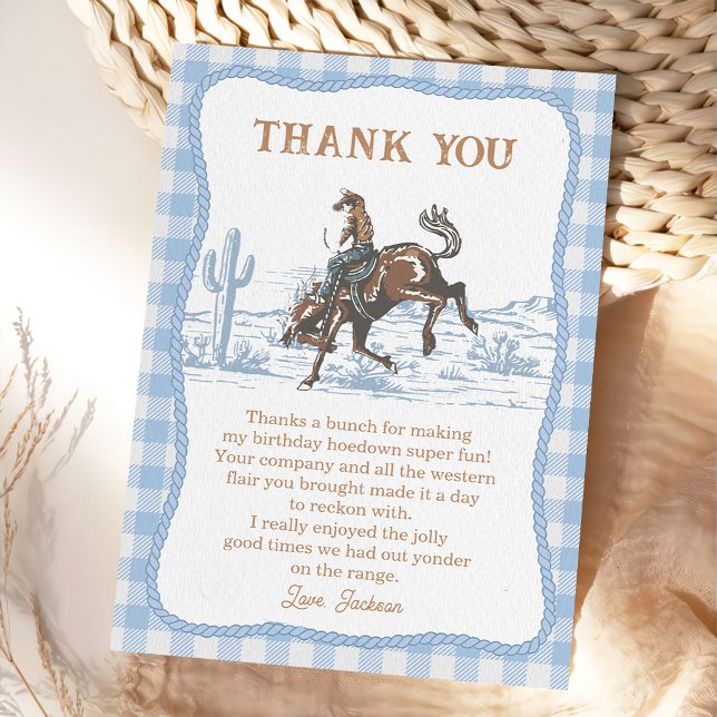 Western Blue Boys Rodeo Cowboy Thank You Card (Creator Uploaded)