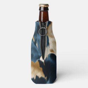 Western Blue Brown Gold Cowhide Bottle Cooler
