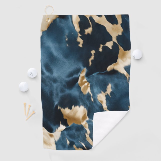 Western Blue Brown Gold Cowhide Golf Towel (InSitu)
