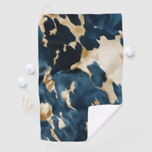 Western Blue Brown Gold Cowhide Golf Towel