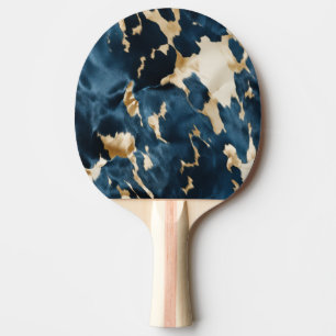 Western Blue Brown Gold Cowhide Ping Pong Paddle