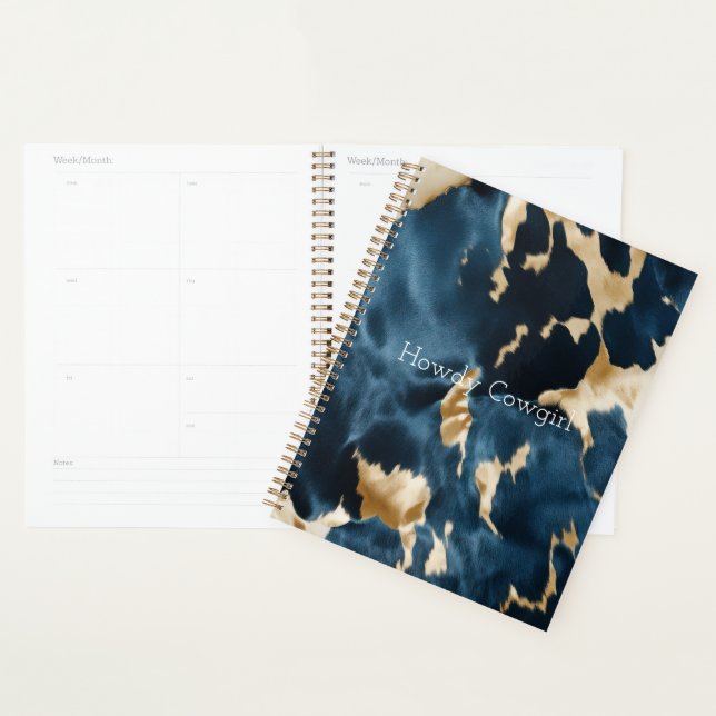 Western Blue Brown Gold Cowhide Planner (Display)