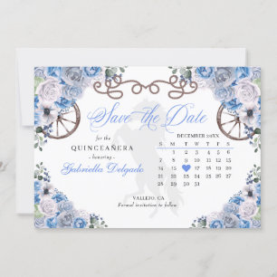 Western Blue Charro Quinceañera Save The Date Invitation