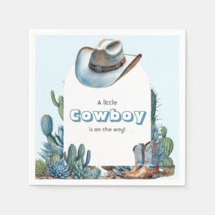 Western Blue Little Cowboy Rodeo Boy Baby Shower Napkin