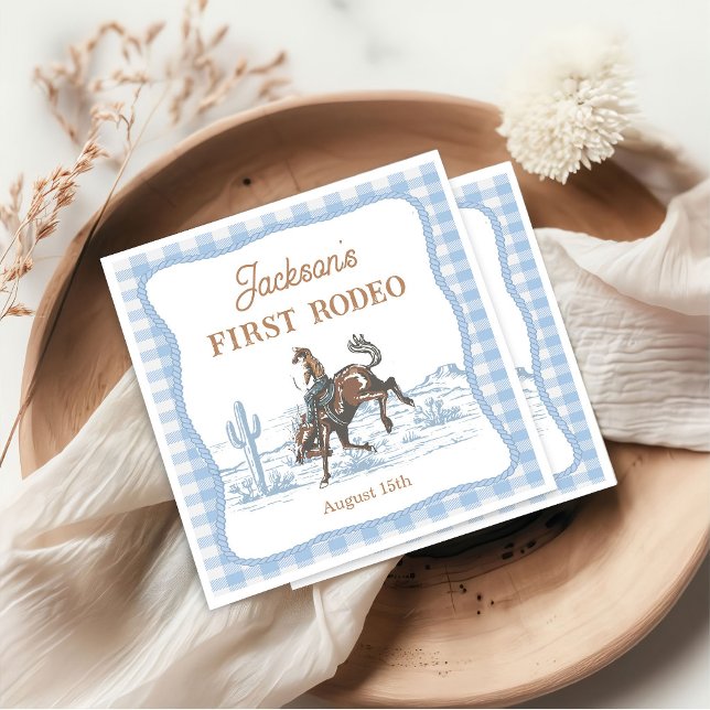 Western Blue Rodeo Birthday Paper Napkin (Creator Uploaded)