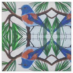 Western Bluebird in Pine Fabric