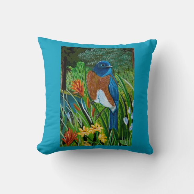 Western Bluebird Pillow (Front)