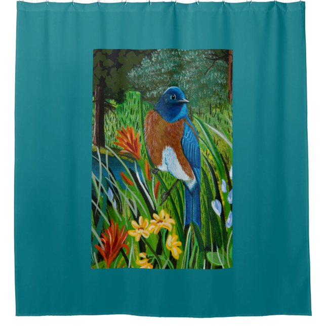 Western Bluebird Shower Curtain (Front)