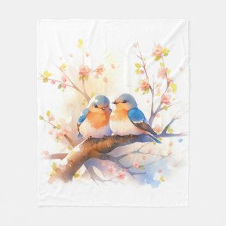 Western Bluebirds  Fleece Blanket