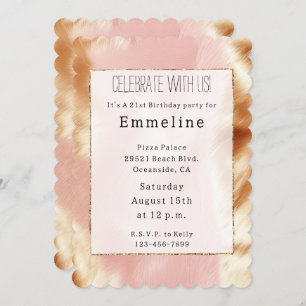 Western Blush Pink Brown Cowhide Invitation