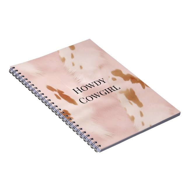 Western Blush Pink Cream Faux Cowhide   Notebook (Right Side)