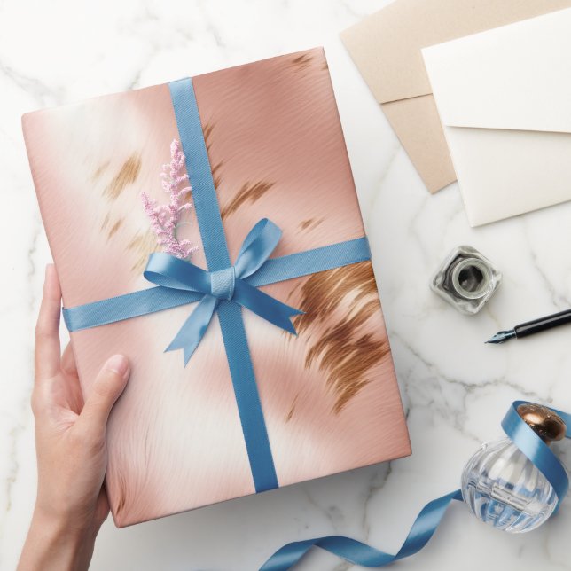 Western Blush Pink Faux Cowhide Bridal Shower Wrapping Paper (Gifting)