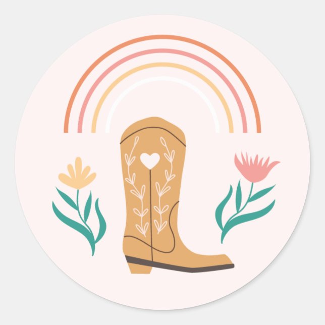 Western Boho Boot & Wildflowers Sticker (Front)