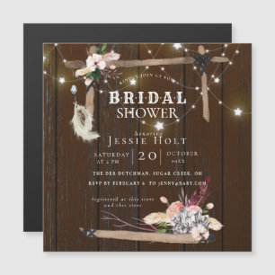 Western Boho Bridal Shower Magnetic Invitation