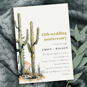 Western Boho Cactus Desert Landscape Anniversary Invitation