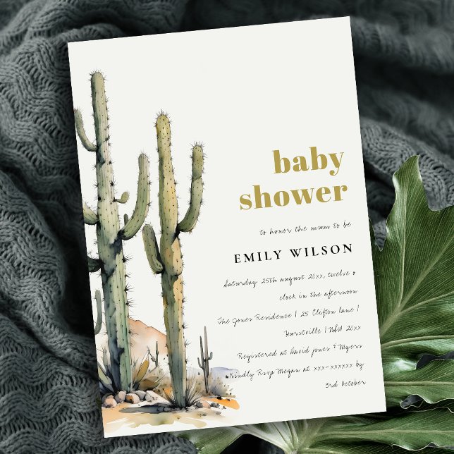 Western Boho Cactus Desert Landscape Baby Shower Invitation (Creator Uploaded)