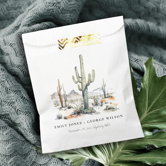 Western Boho Cactus Desert Landscape Wedding Favour Bags (Creator Uploaded)