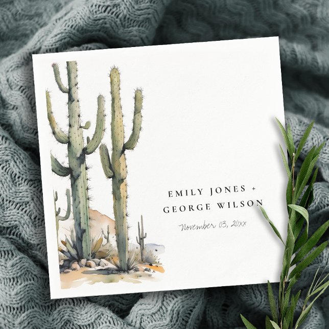 Western Boho Cactus Desert Landscape Wedding Napkin (Creator Uploaded)