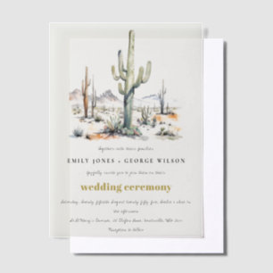 Western Boho Cactus Desert Landscape Wedding Vellum Invitations