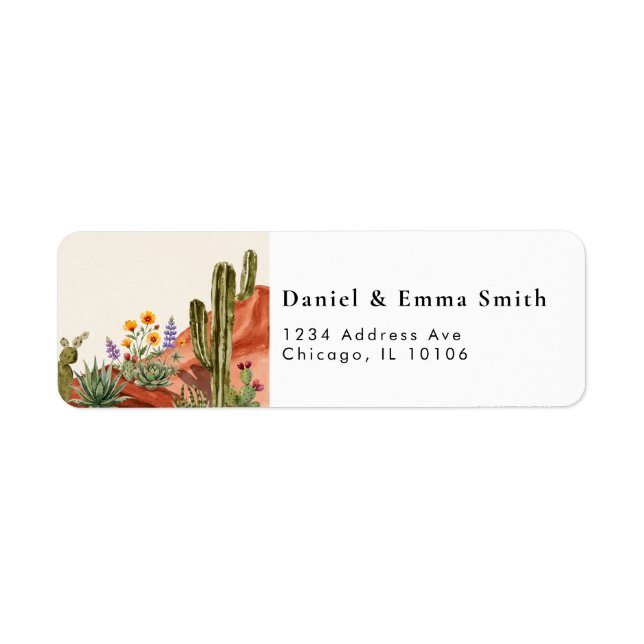 Western Boho Cactus Desert Return Address (Front)
