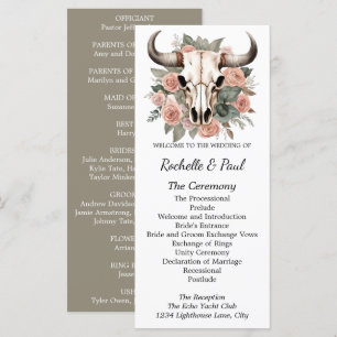 Western Boho Cow Floral Skull Sage Wedding
