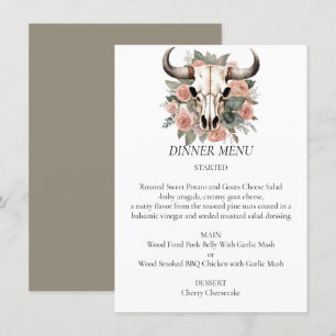 Western Boho Cow Floral Skull Sage Wedding Menu