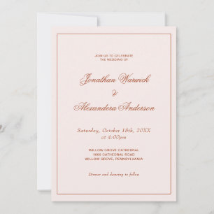 Western Boho Cream and Terracotta Wedding Invitation