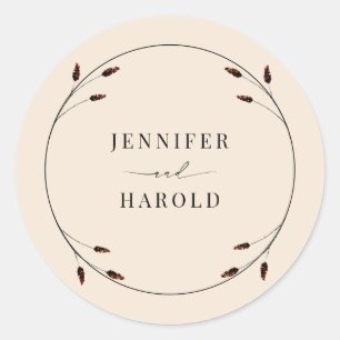 Western Boho Farm Ranch Wedding Classic Round Sticker