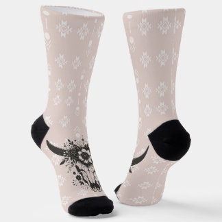 Western Boho Longhorn Floral Socks