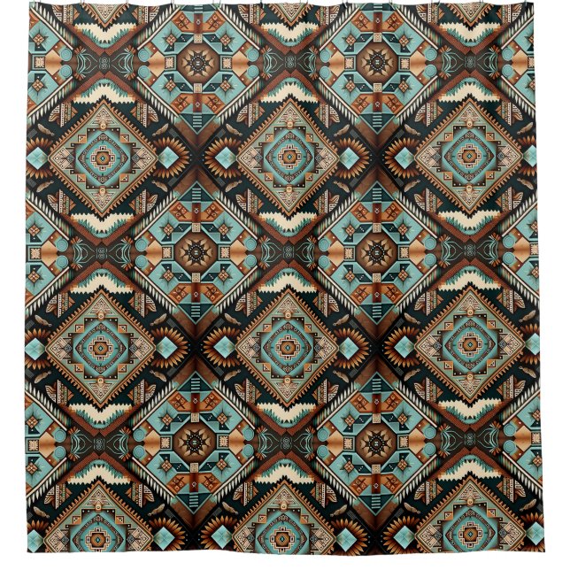 Western Boho Pattern Shower Curtain (Front)