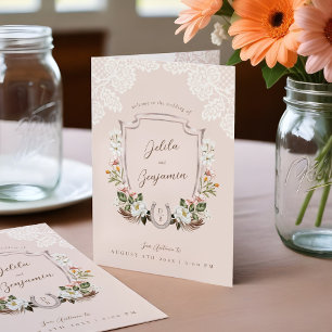 Western Boho Watercolor Floral Cowboy Boot Wedding Programme