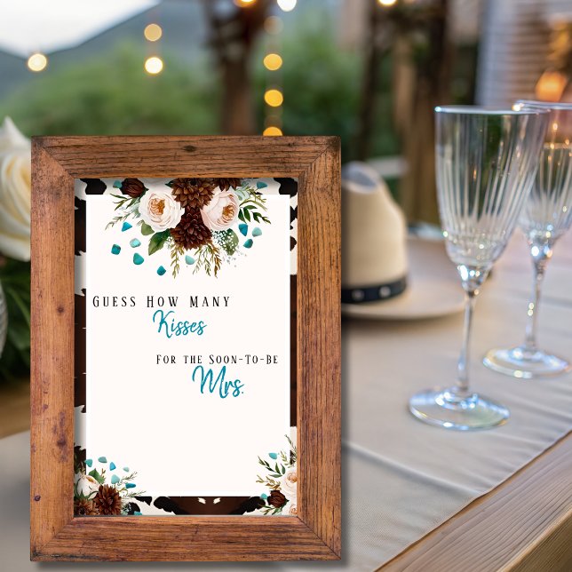 Western Boho Wildflower Guess How Many Kisses sign Invitation (Western Boho Wildflower Guess How Many Kisses)