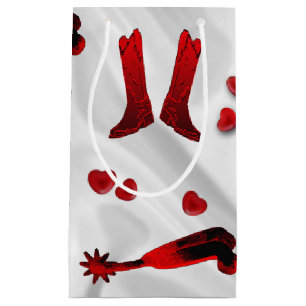 Western Boot Spurs Hearts Print Gift Bag