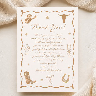 Western Boots and Bubbly Bridal Shower Thank You Card
