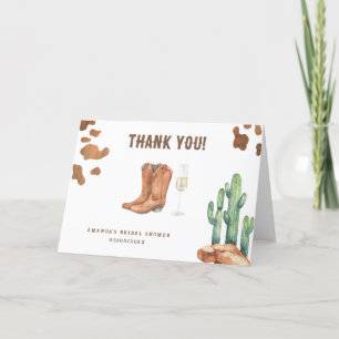 Western Boots & Bubbly Thank you Bridal shower Card