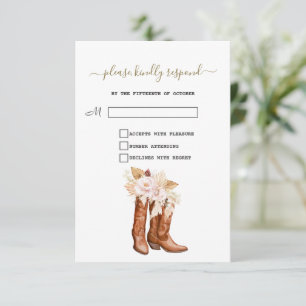 Western Boots Cowgirl Floral Baby Shower RSVP Card