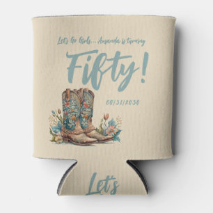 Western Boots Floral Fiftieth Birthday Party Can Cooler