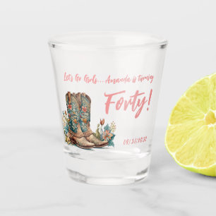 Western Boots Floral Fortieth Birthday Shot Glass
