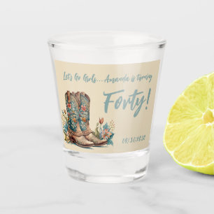 Western Boots Floral Fortieth Birthday Shot Glass