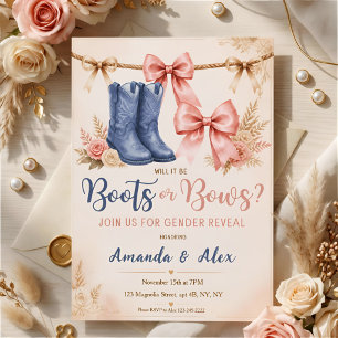 Western Boots or Bows Gender Reveal Invitation